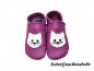 Preview:  Lederpuschen Krabbelschuhe in flieder Katze-Applikation (weiß)